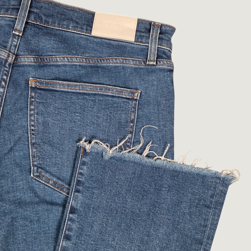 Pistola Women 31 Lennon High Rise Crop Jeans Raw Hem Waterloo Blue